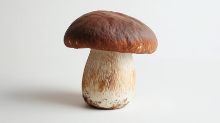 Fototapeta premium Single brown mushroom, studio shot, white background, food photography