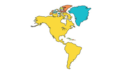 Map of North America , Colorful style , isolated on white background. Vector EPS.10