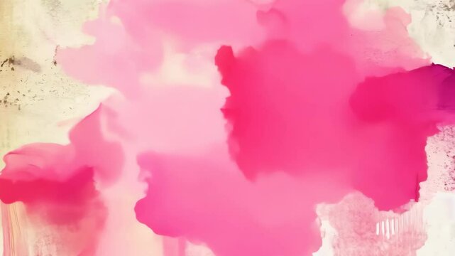 Vintage Pink and Fuchsia Watercolor Stop Motion Animation with Grunge Texture in 4K HD
