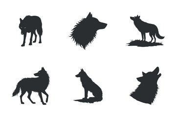 wolf silhouette vector, howling animal icon, wild dog graphic