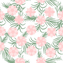 Obraz premium spring seamless pattern abstract leaf and flower background with leaves, hand drawing flat color