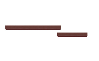 3D bottom view horizontal metal beam painted with brown paint. On isolated transparent background.