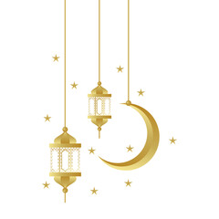 Golden Islamic Lantern Border Decoration