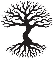 trees silhouettes vector design elements | Silhouette of a dead tree vector illustration. Trees and branches without leaves | Bare tree silhouette without barren leaves dead no scary.