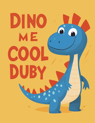 Playful blue dinosaur with a fun expression and 