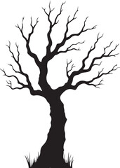 Fototapeta premium Bare Tree Silhouette on White Background