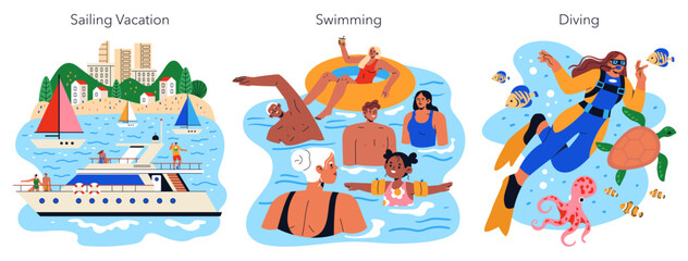 Beach Vacation. Flat Vector Illustration