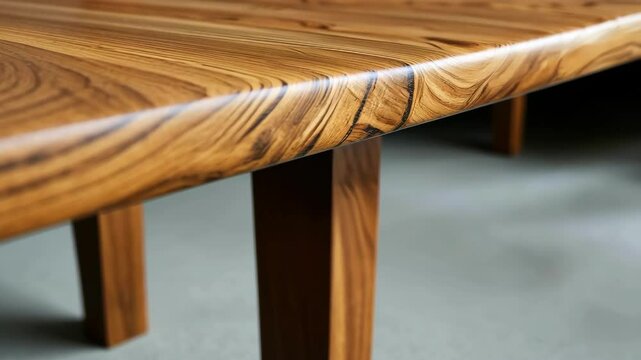 Close up view of beautifully crafted wooden table surface
