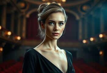 Female actor in a theatre setting