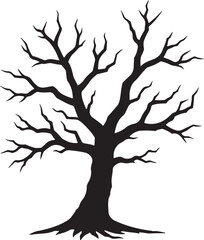 trees silhouettes vector design elements | Silhouette of a dead tree vector illustration. Trees and branches without leaves | Bare tree silhouette without barren leaves dead no scary.