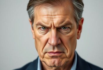 Obraz premium Angry middle-aged man with a scowl