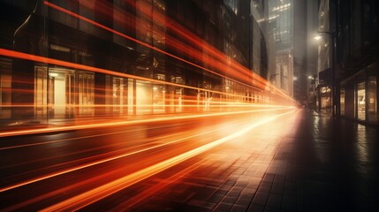 long exposure of  light trails on a futuristic,generative ai illustration