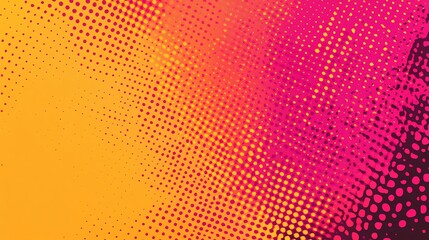 Abstract swirling halftone pattern vibrant orange pink hues. AI Generated