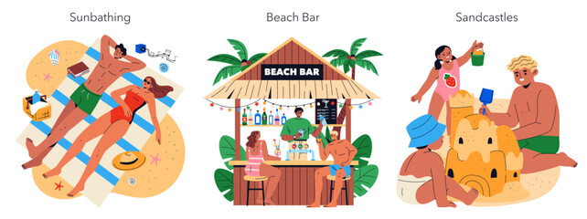Obraz premium Beach Vacation. Flat Vector Illustration