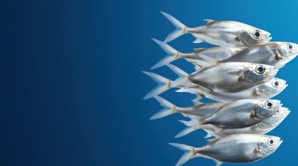 A group of fish swimming in a line