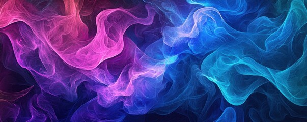Obraz premium High-resolution abstract composition of soft glowing waves, featuring luminous purple and blue hues for a futuristic and aesthetic effect