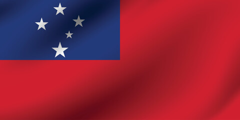 Flag of Samoa. Samoa flag official size and color standards digital vector illustration. Waving flag.