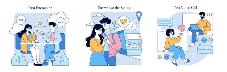 Long Distance Love. Flat Vector Illustration