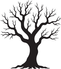 trees silhouettes vector design elements | Silhouette of a dead tree vector illustration. Trees and branches without leaves | Bare tree silhouette without barren leaves dead no scary.