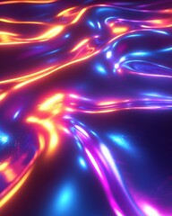 Obraz premium Abstract luminous wave reflections background. Featuring luminous wave reflections and vivid colors. Emphasizing motion and modernity. Ideal for tech and dynamic themes.