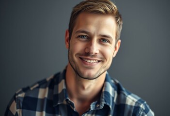 Fototapeta premium Casual male portrait with flannel shirt