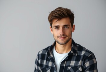 Obraz premium Male portrait in flannel shirt