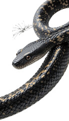 Fototapeta premium Black and Tan Snake Close-Up Study, transparent background png