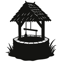 silhouette vector of creepy abandoned well