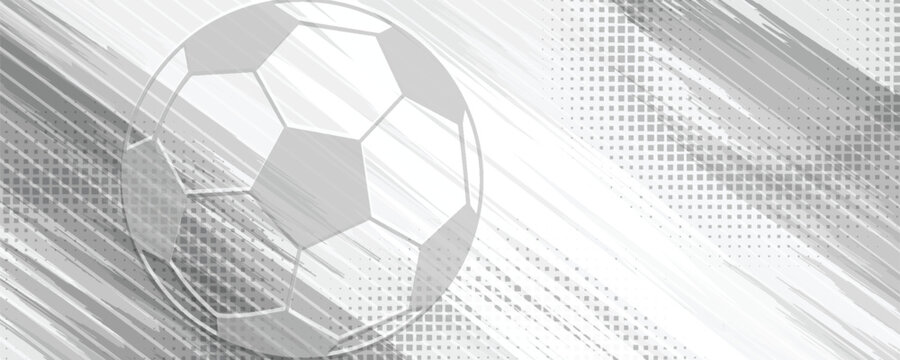 Football themed background in gray tones with abstract meshes and curves, with sport symbols such as a football player and ball. eps 10