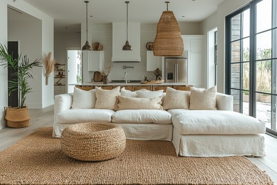 Modern beach house interior with whitewashed wood floors coastal design open layout harmonious environment stylish viewpoint