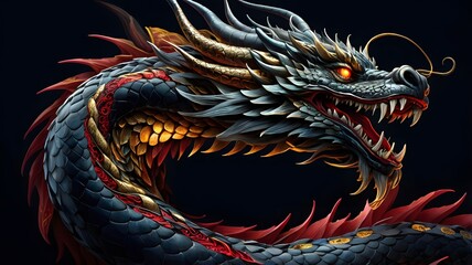 Powerful Dragon Illustration with Intricate Details and Majestic Appearance