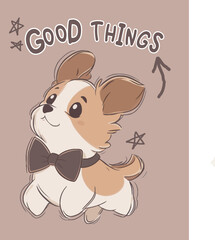 funny dog  happy cartoon vector illustration baby t shirt graphic