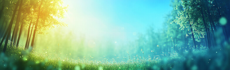 Obraz premium green grass and sun rays