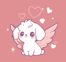 Adorable Angel Dog with Wings