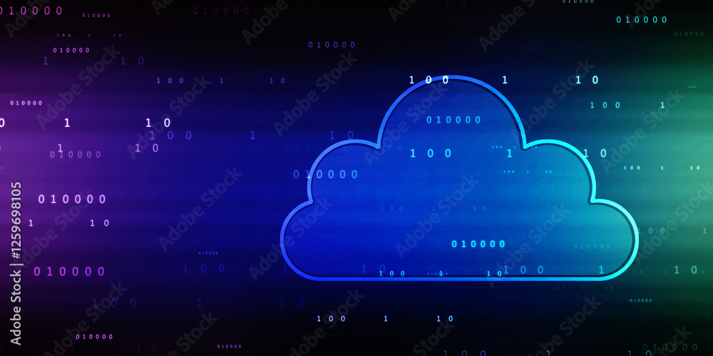 Poster 2d illustration of cloud computing, cloud computing concept, cloud computing concept. abstract cloud