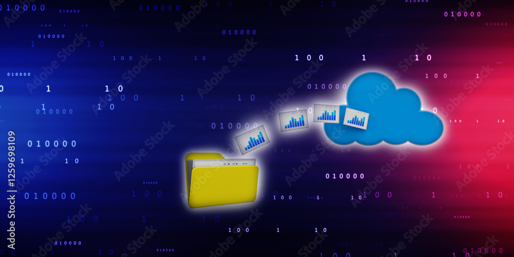 Poster 3d rendering cloud computing concept, cloud internet technology concept background, cloud computing 
