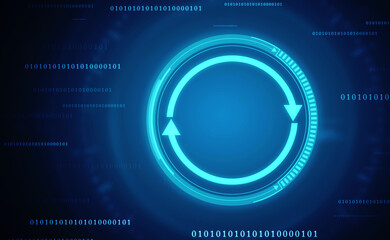 Update icon with binary codes on technology abstract background, Update System Upgrade Software version technology concept