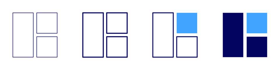Grid load balancing icon in 4 different styles. Thin Line, Line, Bold Line, Duotone. Duotone style. Editable stroke