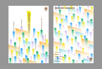 parallelogram square gradient pattern cover colorful graphic design template set abstract city pattern pastel color