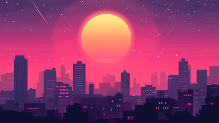 Fototapeta premium vintage retro illustration metropolitan city landscape district background