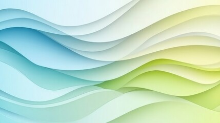 Abstract Flowing Waves in Soft Blue and Green Gradient Background with Smooth Textures