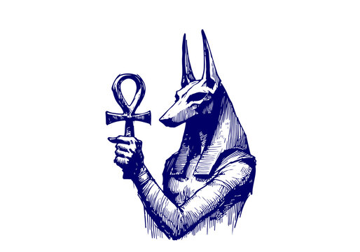 recommend clip art: Anubis hand drawn sketch vector
