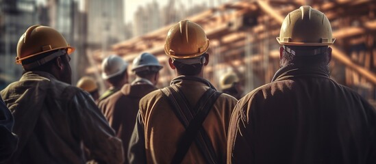 Construction Workers Observing Site Operations in Urban Setting