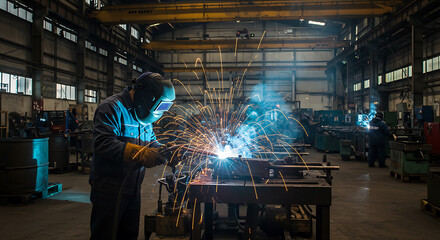 welder at work in factory
