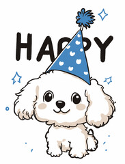 Happy Dog Wearing a Party Hat
