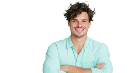 Smiling young man on a transparent background in casual wear