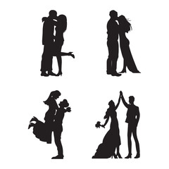 Classic Hand Drawn Wedding Silhouette for Invitations and Designs