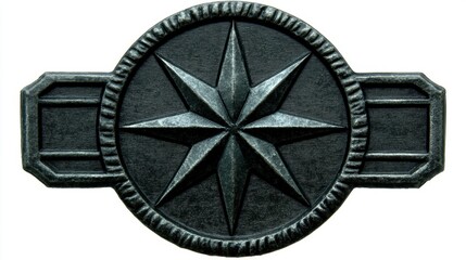 Naklejka premium Ornate Black Metal Compass Design with Intricate Star Motif for Navigation and Geography