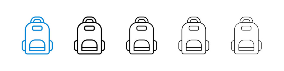 Backpack icons in five different stroke sizes