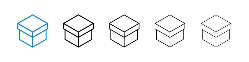 Box icons in five different stroke sizes